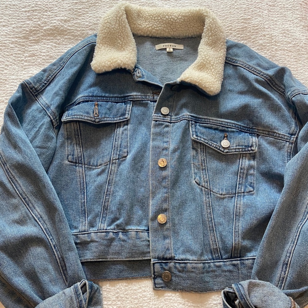 Pascun Sherpa collared crop Jean Jacket - Large